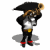 Animated contact sheet of a cartoon pirate character with black tricorn hat, white shirt, yellow belt, and red-trimmed pants performing a saluting motion across six frames.