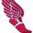 A pixelated red and pink feather with a white tip, rendered in a low-resolution style against a plain white background.