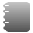 Gray gradient cylinder with five horizontal white lines on left side, pixelated edges, and soft shadow at base.
