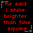 Red pixelated text on black background with animated star and dot patterns changing position across frames.