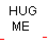 Animated contact sheet showing sequential frames of a 'HUG ME' text icon with red dashed line animation forming heart shapes around the text.