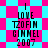 Pixelated cyan and magenta checkered background with black text reading "I LOVE TZOFIN GIMMEL 2007" in four identical vertical arrangements.