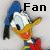 Donald Duck icon with blue hair, yellow beak, red shirt, and black pants, showing four variations of white square icons below the character.
