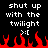 Pixelated text and red flames on black background with two identical mirrored sections.
