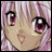 Pixelated anime-style character face with pink hair and purple eyes on left, alongside pixelated text 'Anime IM' and 'COM' on black background.