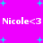 Pixelated text and cyan stars on a bright pink background with repeated 'Nicole<3' phrases.