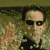 Pixelated figure in dark clothing with sunglasses, static pose against textured background, multiple views show consistent facial features and attire.