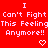 Red background with repeated white pixelated text "I Can't Fight This Feeling Anymore!!" and heart symbols