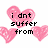 Pixelated pink hearts with black text overlays on white background; one heart displays 'i dnt suffer from' while another shows 'INSANITY', and a third reads 'i enjoy every minute of it...'