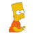 Pixelated character with yellow skin, orange shirt, and brown hair in profile view facing right.