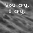 Black-and-white pixelated text on a striped background with partial visible phrases.