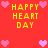 Red background with yellow text 'HAPPY HEART DAY' and pink heart icons in various positions.