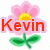 Four pink flower icons with yellow centers and green leaves, each displaying red text labels: Kevin, Joe, Nick, Jonas<33.