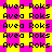 A static pixel art image with repeating text "Avea Roks" on a yellow and pink checkered background, no visible animation or motion changes.