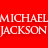 Red background with white text 'MICHAEL JACKSON' on left, pixelated image of a person in dark clothing on right.