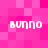 Pixelated pink background with four white 'BUNNO' text instances arranged in a layout