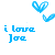Static pixel art icon featuring blue text and heart symbols on a white background.