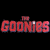 A split-screen animated contact sheet showing two distinct text-based icons: a red 'The Goonies' logo on black background and green 'Original Icons .com' text on dark green background.