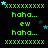 Green text 'haha...' and 'ew' on black background with scattered blue stars, repeated in a pattern