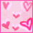 Pixelated pink background with red heart shapes and yellow text reading "me+U..." and "it just makes sense." on a