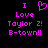 Pixelated text in bright pink on black background with a heart symbol replacing the 'O' in 'Love', displayed side-by-side.