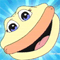 Pixelated cartoon face with large eyes and a wide open mouth against a blue background, appearing to be a static buddy icon from early internet messaging platforms.