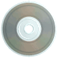 Circular disc-shaped objects with metallic gradient rings in brown, gray, and green hues arranged in a on white background