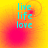 four identical with cyan text 'live', 'life', 'love' over a yellow-orange gradient background featuring pink circular blurs