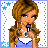 Animated contact sheet of a pixel-art character with changing mouth color and text elements across frames, set against a dotted blue border background.