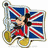 Animated icon shows Mickey Mouse in red shorts and yellow shoes against a Union Jack background with motion blur on limbs.