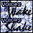 nine pixelated with blue and white background, displaying text fragments 'voices', 'Wake Shake', 'and all this', 'Ice', and 'will BREAK' in black and blue fonts