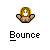 Pixelated character with blonde hair and white face holding hands in a cupped pose, under 'Bounce' text on gray background.
