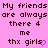Pixelated text on pink background with repeated phrases and small pink heart symbols, some with checkmarks.