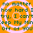 Static pixel art with orange background and pink concentric circles, displaying repeated green text about keeping mind off someone.