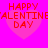 Four identical pink heart shapes on a bright magenta background, each containing red pixelated text reading 'HAPPY VALENTINE DAY' in three lines.