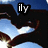 Pixelated image of a dark figure with outstretched arms against a blue sky background, featuring the text 'ily' in white letters on a black rectangle.