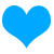 Static blue heart-shaped icon with pixelated edges on a white background.