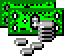 Pixelated green and gray icon with a mechanical arm and circular elements, showing slight animation in the lower section.