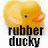 A 48x48 pixel animated buddy icon featuring a yellow rubber duck on the left and black text "you're the one!" on a bright yellow background on the right, displayed as two static frames in a contact sheet layout.