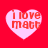 Four heart-shaped icons with red text on pink backgrounds against a solid red backdrop, each displaying 'i love matt' in pixelated font.