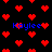 Pixelated red hearts float on a black background with blue text reading 'Kaylee' in multiple positions.