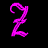 A contact sheet of five animated frames showing a stylized letter Z in different colors against black background with gray transparency area.