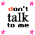 12 identical 'don't talk to me' text icons with varying color schemes and small pink/green star accents on a white background