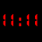 A 48x48 pixel animated contact sheet showing two frames of a red digital clock display on black background, with visible frame-to-frame changes in the rightmost digit.