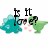 Two pixelated dinosaurs face each other with text above them, pink hearts between them on a white background.