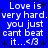 Blue background with white pixelated text repeating 'Love is very hard you just cant beat it...<3' surrounded by asterisks, arranged in a of four identical sections