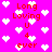Pixelated pink background with white heart shapes and red text reading "Long Loving U 4 ever" in scattered arrangement.
