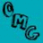 A static pixelated icon with a blue background featuring dark blue and teal spiral shapes forming abstract letter-like forms.