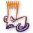 Animated contact sheet of a cartoon character's feet with orange comb-like top and purple curved shapes, displayed on gray background.