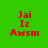 Green background with red text 'Jai Iz Awsn' and blue horizontal bars shifting across the image in four distinct positions.